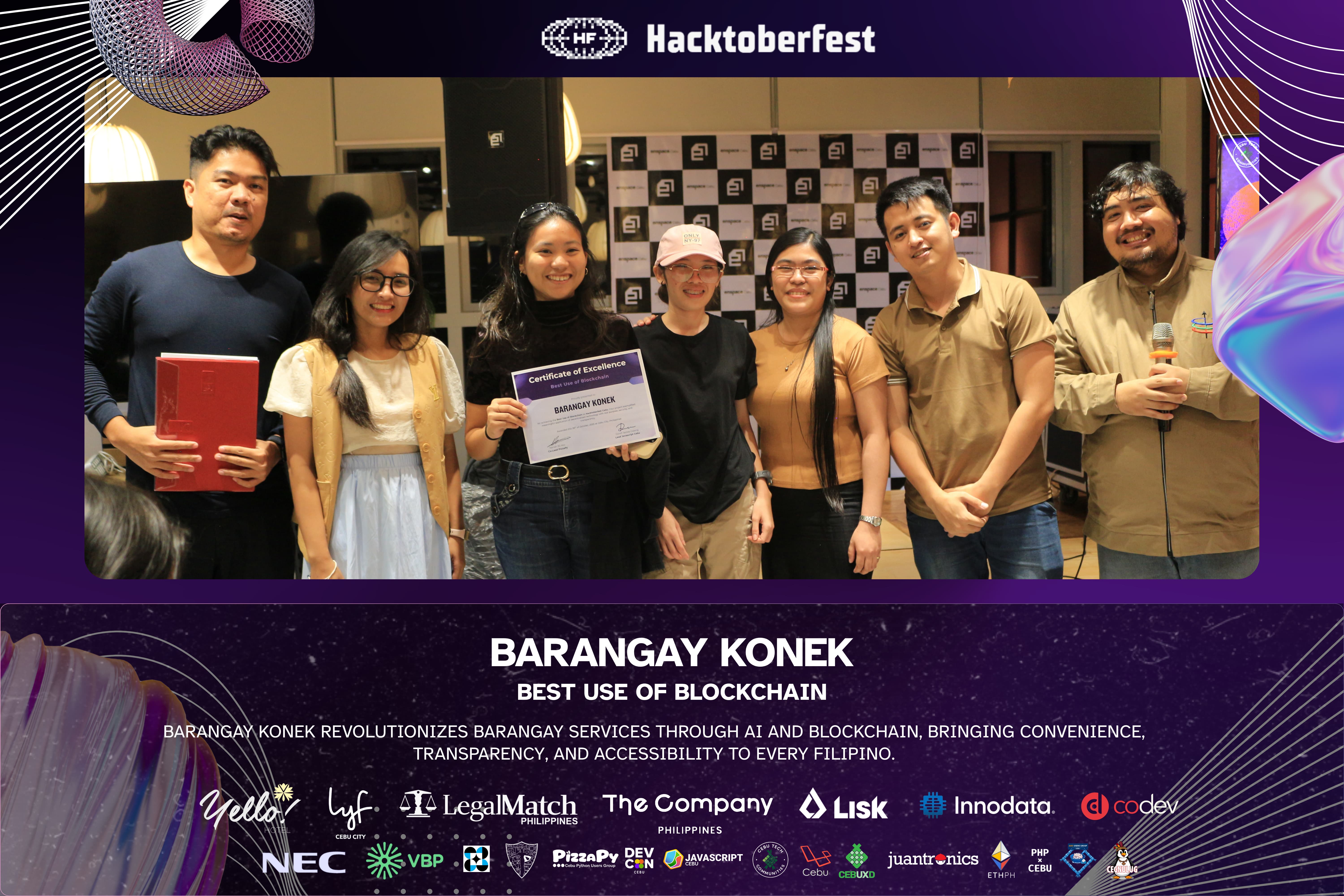 Barangay Konek team at the 2025 Hacktoberfest Cebu awards